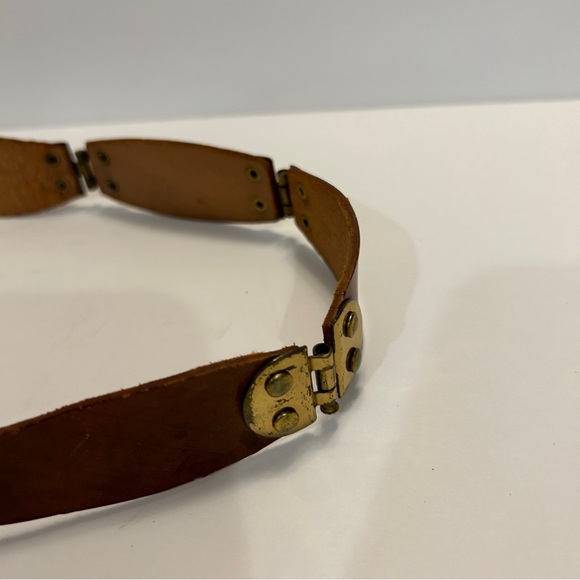 VTG Gold Latch Brown Leather Belt 820